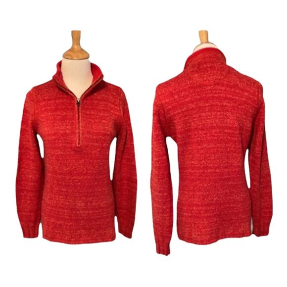 Woolrich Red/Orange Quarter Zip Pullover sweater Size Small - Picture 1 of 6